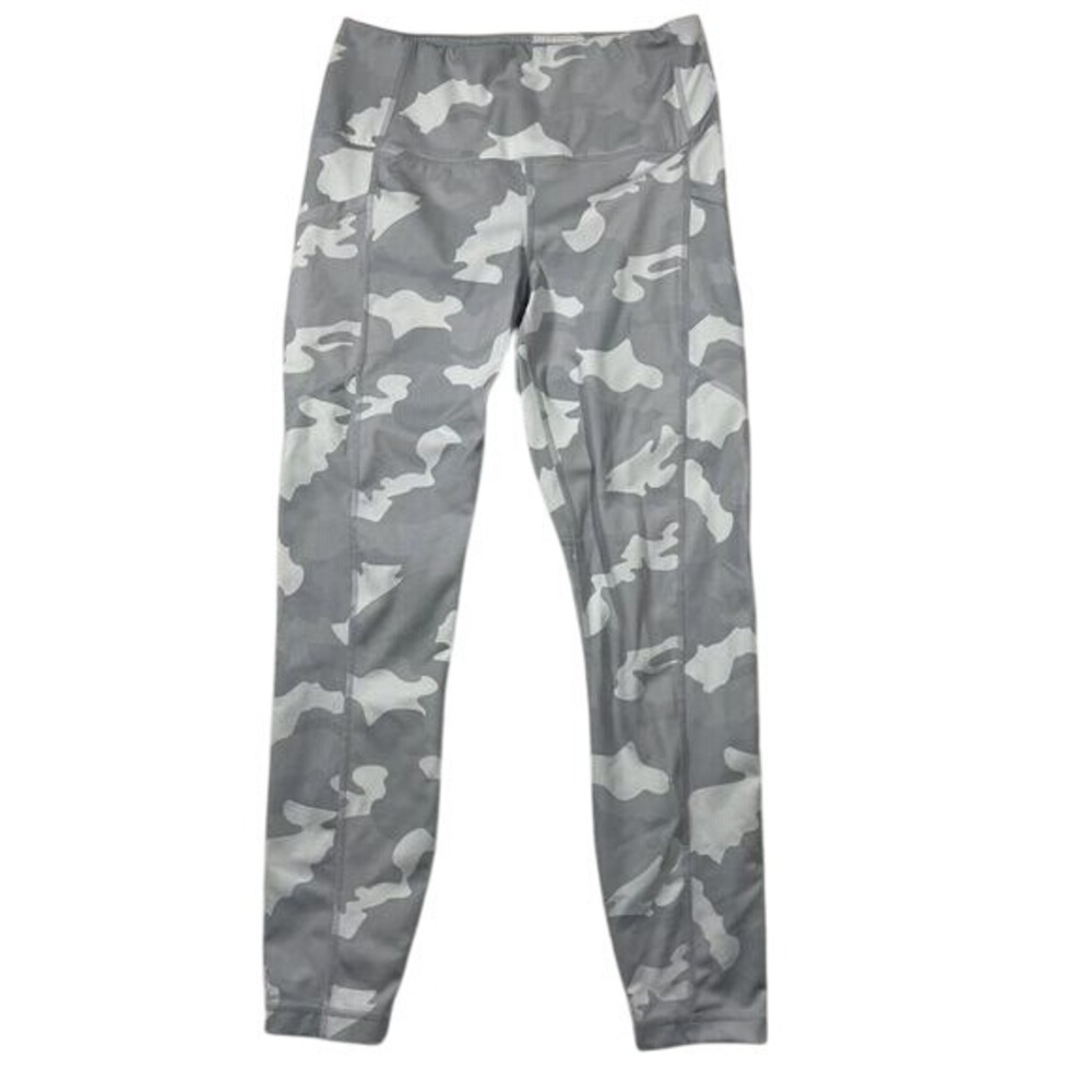 AS REVIVAL Gray Camouflage Active Leggings Pockets Athletic Workout Womens M
